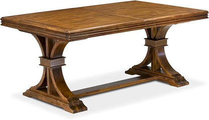 NESI9-AWA-04-9-Piece Dining Table Set Consists of a Modern Kitchen Table and 8 Light Tan Linen Fabric Dining Chairs with Button Tufted Back - Antique Walnut Finish