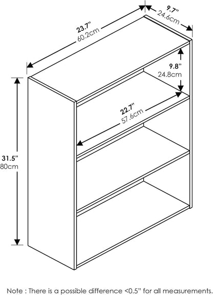 Furinno Pasir 3-Tier Open Shelf Bookcase, Amber Pine