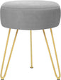 GERANT Multifunctional Vanity Stools - Velvet Round Ottoman Modern Dressing Stool -Upholstered Footrest Stool - Side Table Footstool with Golden Metal Leg for Living Room, Bedroom (Gray)