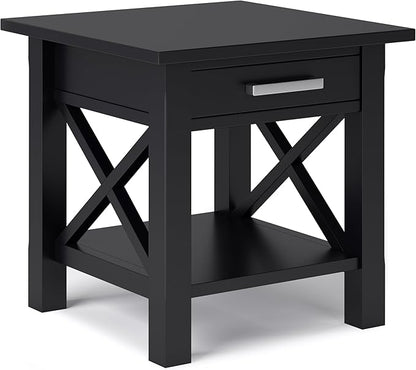 SIMPLIHOME Kitchener SOLID WOOD 21 inch Wide Square Contemporary End Table in Black for the Living Room and Bedroom