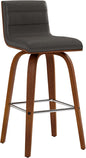 Armen Living Vienna 26" Swivel Counter Stool in Walnut Wood Finish with Gray Faux Leather - Set of 3