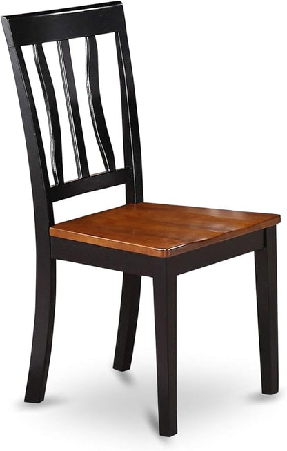 East West Furniture LGAN7-BCH-W 7 Piece Dining Set Consist of a Rectangle Dining Table with Butterfly Leaf and 6 Kitchen Chairs, 42x84 Inch, Black & Cherry