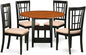 East West Furniture SUNI5-BCH-C 5 Piece Dining Set Includes a Round Dining Room Table with Dropleaf & Shelves and 4 Linen Fabric Upholstered Chairs, 42x42 Inch, Black & Cherry