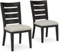 Signature Design by Ashley Galliden Urban Armless Upholstered Dining Chair, Set of 2, Black & Light Gray
