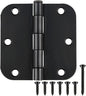 42 Pack Matte Black Door Hinges 3.5 Inch 5/8" Radius, Interior 3 1/2" Bi-fold Table Closet Rounded Hinge for Doors,Furniture,Farm,Book Shelf,Gate,Bed Room,Entryway,Patio,Playhouse,Kit