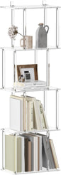 Acrylic Geometric Bookshelf for Small Spaces, 5-Tier Clear S Shaped Bookcase, Modern Open Book Shelf for Living Room, Bedroom, Office, 9.3" D x 15.6" W x 48.8" H, Easy Assembly