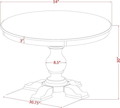 F55-11-TP - Mid Century Dining Table with Acacia Wood Round Tabletop, Sand Blasted Black Finish