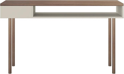 Manhattan Comfort Windsor Modern 2 Shelves Entryway Accent Console Table, 47.24", Off White and Nature