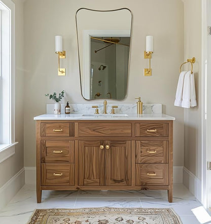 ANDY STAR 24x40 Inch Mirror, Brushed Gold Bathroom Mirror for Over Sink, Large Decorative Wall Mirror with Stainless Steel Frame, Anti-Rust, Italian Luxury Style Home Decor