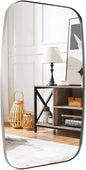 ANDY STAR Chrome Bathroom Mirror, 28x36 Inch Stainless Steel Metal Frame Oblong Bathroom Mirror for Vanity, 1’’ Deep Wall Mounted Vertically/Horizontal