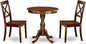 East West Furniture ESBO3-MAH-W 3 Piece Dining Room Table Set Contains a Round Kitchen Table with Pedestal and 2 Dining Chairs, 30x30 Inch, Mahogany