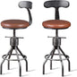 Diwhy Industrial Vintage Bar Stool, Kitchen Counter Height Adjustable Pipe Chair, Cast Iron Stool, Swivel Bar Stool with Backrest, Silver, Fully Welded Set of 2 Brown Upholstered