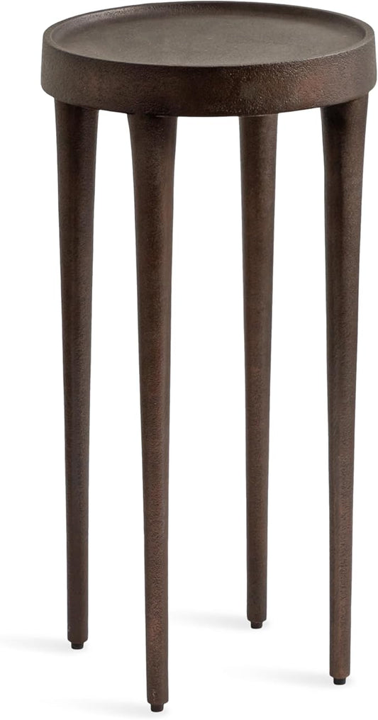Kate and Laurel Rava Modern Metal Round Drink Table, 10 x 10 x 21, Bronze, Cast Aluminum Accent Table for Use as Indoor Plant Stand or Living Room Decor Piece