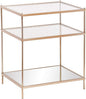 SEI Furniture Knox Side Table - Metallic Gold Metal Frame With Glass Top - Glam Style Décor, Copper