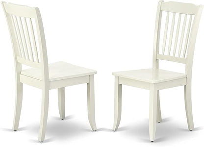 East West Furniture SUDA5-LWH-W 5 Piece Dining Room Furniture Set Includes a Round Kitchen Table with Dropleaf & Shelves and 4 Dining Chairs, 42x42 Inch, Linen White