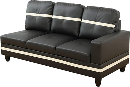 NicBex Sectional Couch 3 Pieces Sofa Set with Right Chaise PU Synthetic Leather L Shaped Cloud Couch for Living Room Furniture Sets with Storage Ottoman, Modular Sofa for Apartment, Black+White