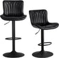 YOUNUOKE Bar Stools Set of 2 Black Barstools Adjustable Counter Height Stools 24 inch Swivel Modern Bar Stool with Back for Kitchen Island