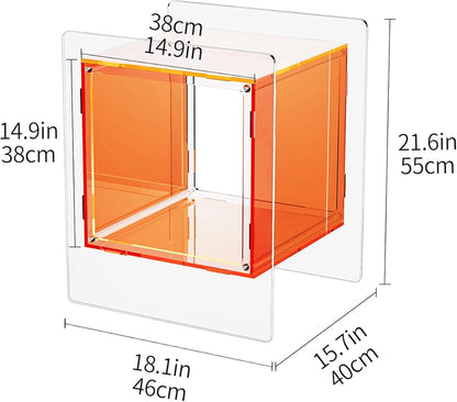Acrylic Nightstand Colorful Bedside Table with Open Storage Shelf,Clear Side Table for Living Room (1, Orange)