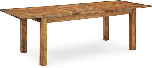 Signature Design by Ashley Dressonni Contemporary Dining Extension Table with Self-Storing Butterfly Leaf, Light Brown