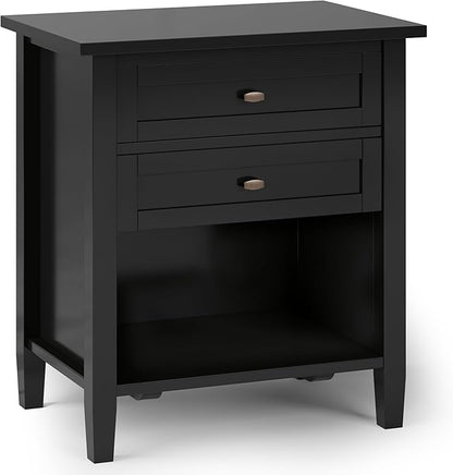 SIMPLIHOME Warm Shaker SOLID WOOD 24 inch Wide Transitional Bedside Nightstand Table in Black for the Living Room and Bedroom