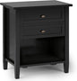 SIMPLIHOME Warm Shaker SOLID WOOD 24 inch Wide Transitional Bedside Nightstand Table in Black for the Living Room and Bedroom