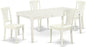 East West Furniture DOAV5-LWH-W 5 Piece Dining Set Includes a Rectangle Dining Room Table with Butterfly Leaf and 4 Wood Seat Chairs, 42x78 Inch, Linen White