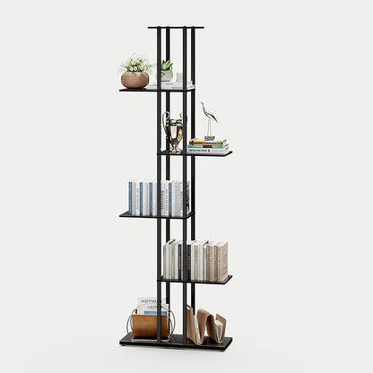 Bookshelf，Small Bookcase for Small Space，6-Tier Bookshelf for Living Room, Home Office, Study，9.45 x 20.8 x 62.2 Inches,Black