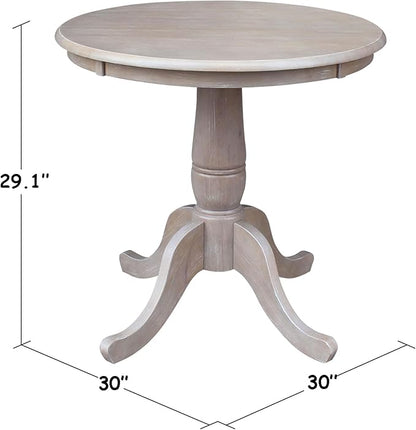 International Concepts 30" Round Top Pedestal Dining Table Solid Parawood 29.1" High, Kitchen/Dining Furniture, Easy Assembly, Residential Use Only