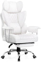 COMHOMA Big and Tall Office Chair, High Back Leather Gaming Chairs with Footrest, Executive Ergonomic Office Chair with Pocket Spring Lumbar Support and with Outward Fixed Soft Armrests