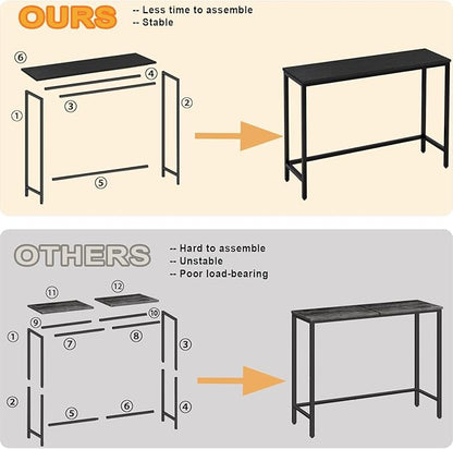39.4” Console Table, Hallway Entrance Table Sofa Table Behind Couch, for Living Room, Entryway, Easy Assembly, Accent Table, Black