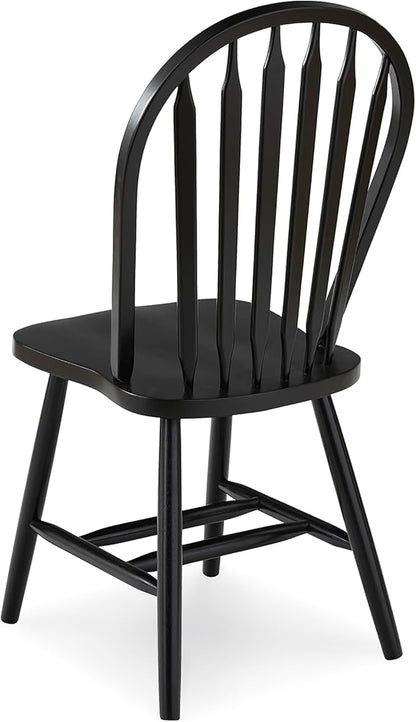IC International Concepts Solid Wood Windsor ArrowBack Dining Chair with Plain Legs, Black