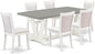 East West Furniture V097MZ001-7 7 Piece Kitchen Table Set Consist of a Rectangle Dining Table with V-Legs and 6 Cream Linen Fabric Parson Dining Room Chairs, 40x72 Inch, Multi-Color