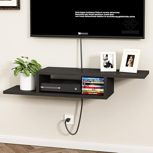 ChooChoo Floating TV Unit, Wall Mount Entertainment Center Media Console for Living Room, Bedroom, Black