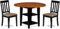 East West Furniture SUAN3-BCH-C 3 Piece Dining Room Table Set Contains a Round Kitchen Table with Dropleaf & Shelves and 2 Linen Fabric Upholstered Chairs, 42x42 Inch, Black & Cherry