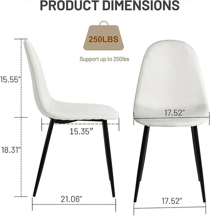 FurnitureR Dining Chairs Set of 4 Comfortable Upholstered, Fabric Mid-Back Armless Accent Side Chairs for Home, Kitchen, Living Room, Bedroom, Restaurant, and Café (Off White)