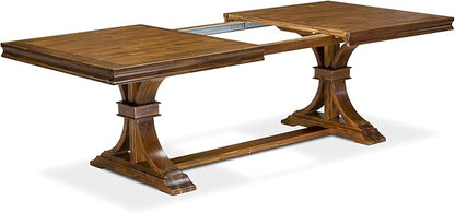 LEFO9-AWA-18-9-Piece Kitchen Table Set Includes a Breakfast Table and 8 Brown Linen Fabric Parson Chairs with Button Tufted Chair Back - Antique Walnut Finish.