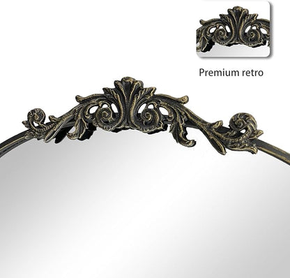 WAMIRRO Ornate Black Mirror,Vintage Arched Baroque Antique Mirorrs for Living Room Hallway Fireplace Bathroom Entryway 24"X36"