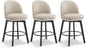 Counter Height Barstools 26 inch Upholstered Swivel Bar Stools with Back and Wood Legs for Kitchen Island,Set of 3,Beige PU Leather-Armless