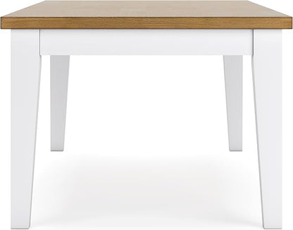 Signature Design by Ashley Ashbryn Casual Dining Table with 4 Felt-Lined Drawers for 8 People, White & Light Brown