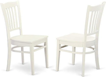 East West Furniture NDGR5-LWH-W 5 Piece Dining Room Furniture Set Includes a Rectangle Kitchen Table with Dropleaf and 4 Dining Chairs, 30x48 Inch, Linen White