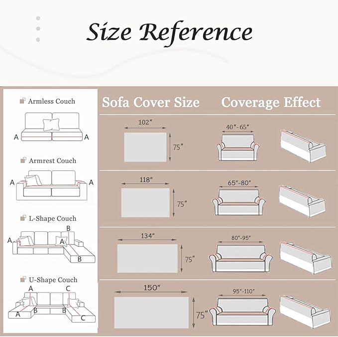 Couch Cover for Dogs Washable Sofa Cover, Sectional Couch Covers, Sofa Covers for 2 Cushion Couch, Non Slip Stripe Sofa Slipcovers Furniture Protector, Couch Protector from Cat Claws, Grey,75''x102''