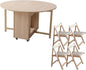 Wood Round Folding Dining Table with 4 Chairs, Solid Wood Folding Chair Set of 2, Space Saving Foldable Dining Table with 4 Chairs