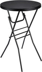 Cocktail Table 28in High Top Round Folding Indoor Outdoor, Plastic Bar Height Foldable Bistro Tall Table for Party, Patio, Dining Room, Kitchen, Events, Removable Locking Legs, Black
