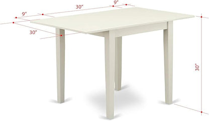 East West Furniture NDBO5-LWH-LC 5 Piece Dinette Set for 4 Includes a Rectangle Dining Room Table with Dropleaf and 4 Faux Leather Kitchen Dining Chairs, 30x48 Inch, Linen White