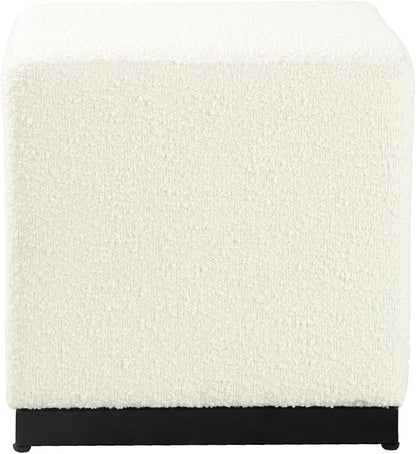 HomePop Cube Ottoman Home Décor |Square Ottoman - Cream Boucle