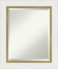 Amanti Art White Bathroom Mirror for Over Sink, 25x21 Eva White Gold Rectangle Vanity Mirror, Small Modern Contemporary Frame, Hangs Horizonally and Vertically, Bathroom Wall Decor, Beveled Edge