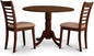 East West Furniture DLML3-MAH-C 3 Piece Dining Set Contains a Round Dining Room Table with Dropleaf and 2 Linen Fabric Upholstered Chairs, 42x42 Inch, Mahogany