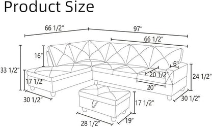 Modular Sectional Couch, L Shaped Couch with Storage, Convertible Sofa with Ottomans, Modern Sectional Sofa for Living Room and Office, 5 Seat, Brown