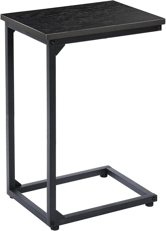 AMHANCIBLE C Shaped End Table, Couch Tables That Slide Under, TV Tray Snack Table for Sofa, Small Side Table for Couch, Small Space, Living Room, Black HET02CBK-1