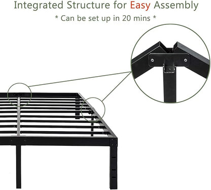 45MinST 18 Inch Platform Bed Frame/Easy Assembly Mattress Foundation / 3000lbs Heavy Duty Steel Slat/Noise Free/No Box Spring Needed,Cal King